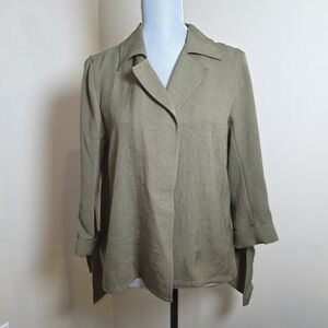 Lafayette 148 Olive Jacket Blazer Women's Medium‎ Tie Sleeve Minimalist